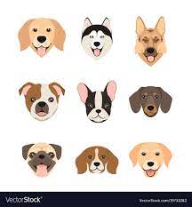 flat style dog head icons cartoon dogs