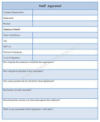Staff Appraisal Form Format Sample Forms