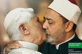 Controversial: This mocked-up image of the Pope embracing Ahmed Mohamed el-Tayeb as part of Benetton&#39;s new advertising campaign has been called &#39;totally ... - article-2062423-0ED42F8A00000578-531_634x421
