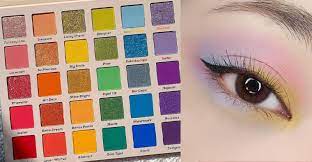 12 rainbow coloured eyeshadow palettes