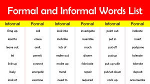 formal and informal words list in