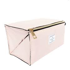 flat makeup box bag blush pink