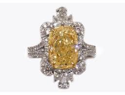 Gia Cushion 3 65ct Fancy Yellow I1 Natural Yellow Diamond Ring