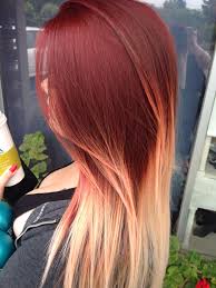 Wella hair toners are really popular as they give very good results against brassy hair. Red And Blonde Ombre Red Blonde Hair Ombre Hair Blonde Red To Blonde