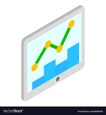 Tablet With Graph And Chart Icon Isometric 3d