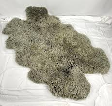 curly sheepskin pelt gray color rug 71