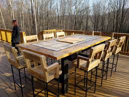 custom made outdoor table with fire pit