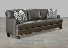 Gray Top Grain Leather Sofa With