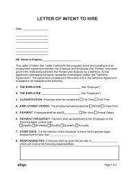 free letter of intent to hire pdf word