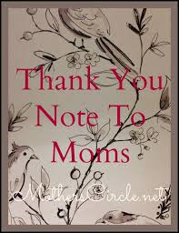 Thank You Note To Moms Mothers Circle
