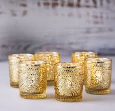 24 Gold Mercury Glass Votive Candle