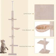 pawhut floor to ceiling cat tree white