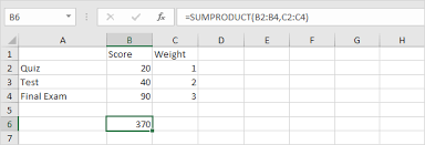 weighted average formula in excel in