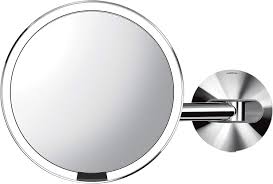 Amazon Com Simplehuman 8 Round Wall Mount Sensor Makeup Mirror 5x Magnification Hard Wired 100 240v Polished Stainless Steel