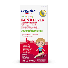 Equate Infants Pain Fever Acetaminophen 160 Mg Per 5 Ml Suspension Liquid Dye Free Cherry Flavor 2oz Walmart Com