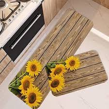 tayney yellow sunflower kitchen rugs