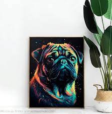 Colorful Pug Dog Art Animal Art Pug