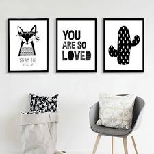 black white fox cactus canvas art