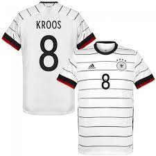 The new home jersey from adidas shines with a striped design and has a real highlight with the german flag on the sleeves. Adidas Germany Home Kroos 8 Shirt 2020 2021