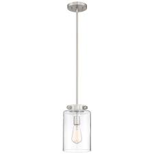 Home Decorators Collection 1 Light Brushed Nickel Mini Pendant With Clear Glass Shade Brushed Nickel Pendant Lights Glass Shades Glass Pendant Light
