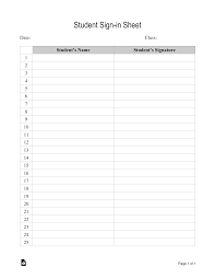 student sign in sheet template pdf