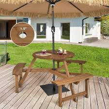Round Wooden Picnic Table Outdoor Table