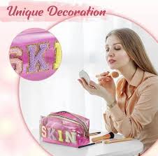 pink 3 transpa makeup bag