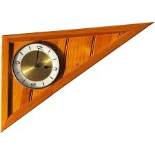 Large Vintage Wall Clock Wood Glass