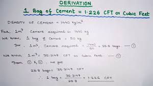 How To Obtain The Quantity Of 1 226 Cft In 1 Bag Cement In