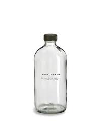 Bubble Bath Bottle 16oz Glass Clear