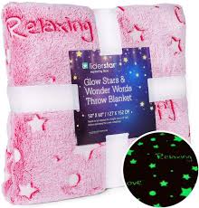 Liderstar Glow In The Dark Throw Blanket Super Soft Fuzzy Plush Fleece Decorated With Stars And Words Of Encouragement Christmas Birthday Gift For