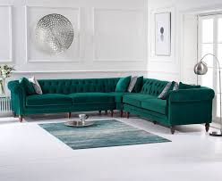 livi green velvet corner sofa
