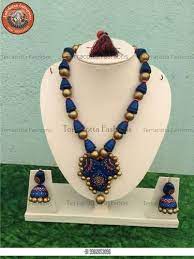 blue terracotta jewellery set