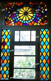 stained glass window in old town in