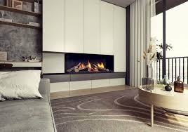 A Gas Fireplace With Campfire Flames