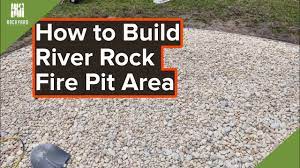 how to build a river rock fire pit area