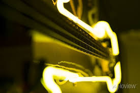 Bass Guitar Strings Closeup Neon Light