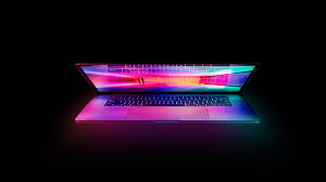 colorful laptop with black background