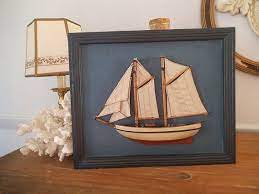 vintage sail boat schooner 3d wall art