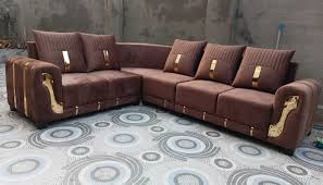 l shape living room wooden sofa set at