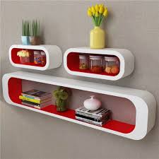 3 White Red Mdf Floating Wall Display