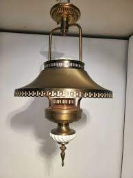 Vintage Brass Lantern Milk Glass