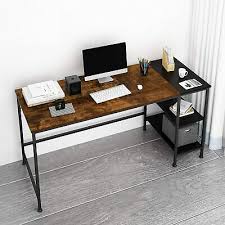 Solid wood fraga 54'' writing desk. Industrial Desk Rustic Metal Writing Table Xl 152cm Vintage Computer Home Office Ebay