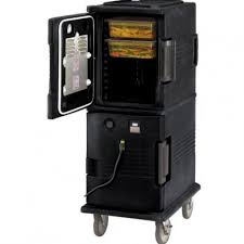 black heated cart food holding cabinet