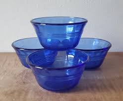 vintage nos pyrex 463 blue glass bowls