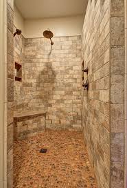 pebble tile floor walk in shower ideas