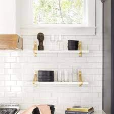 White Kitchen Shelf With Black Brackets