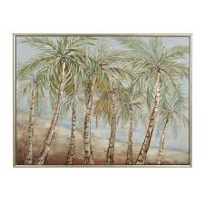 Green Coastal Palm Tree Canvas Wall Art