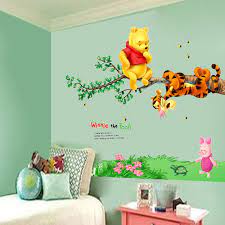 cartoon winnie bear tiger tree bee wall