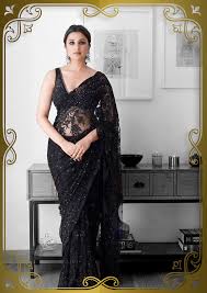 black saree look poses d styles
